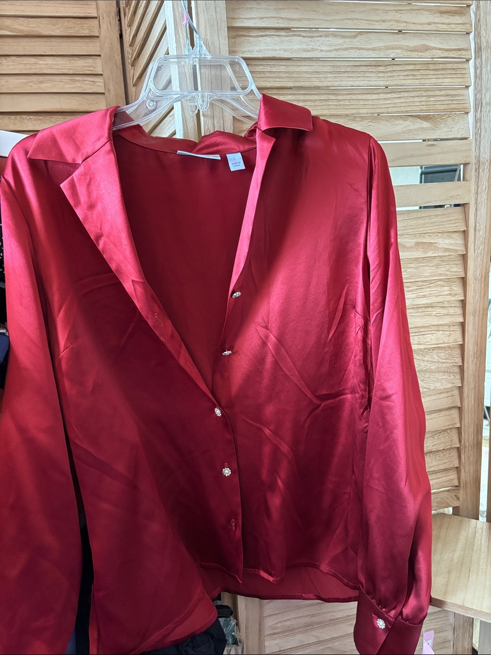 Nordstrom Satin Long-Sleeve Button-Up Blouse large NWT